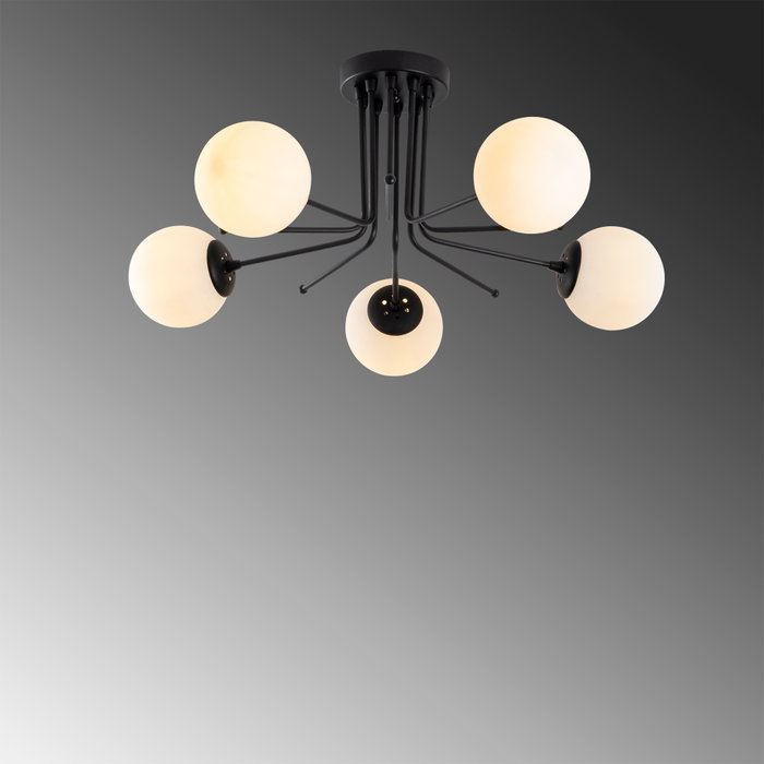 Opviq Lámpara de araña industrial Daisy-147-AV2 en negro